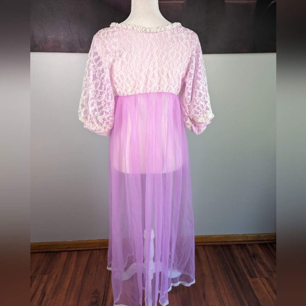 Vintage purple mesh peignoir - Picture 4 of 10